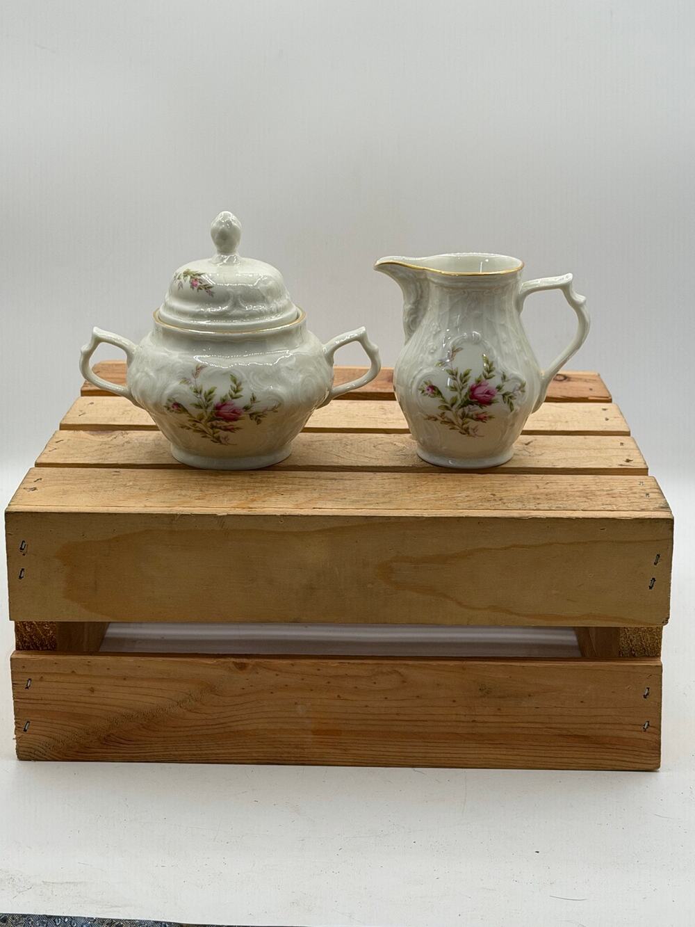Vintage Rosenthal Classic Rose Porcelain Sugar Bowl and Creamer Set